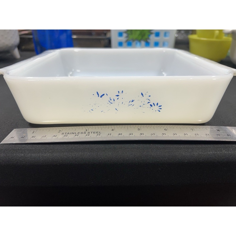 Vintage Anchor-Hocking Fire King Blue Cornflower 8" 1 Quart Square Baking Dish